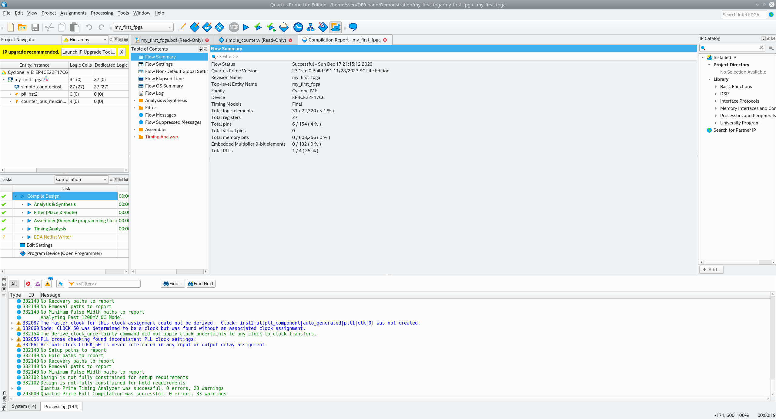 Quartus Compile Report